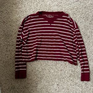Must have collection maroon and white striped long sleeve